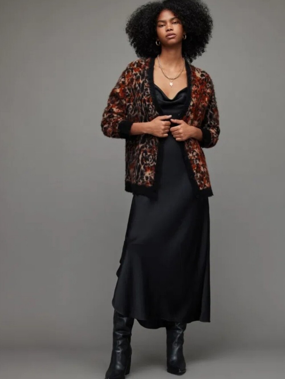 ALL SAINTS Leopard Star Cardigan Size Medium Like New
